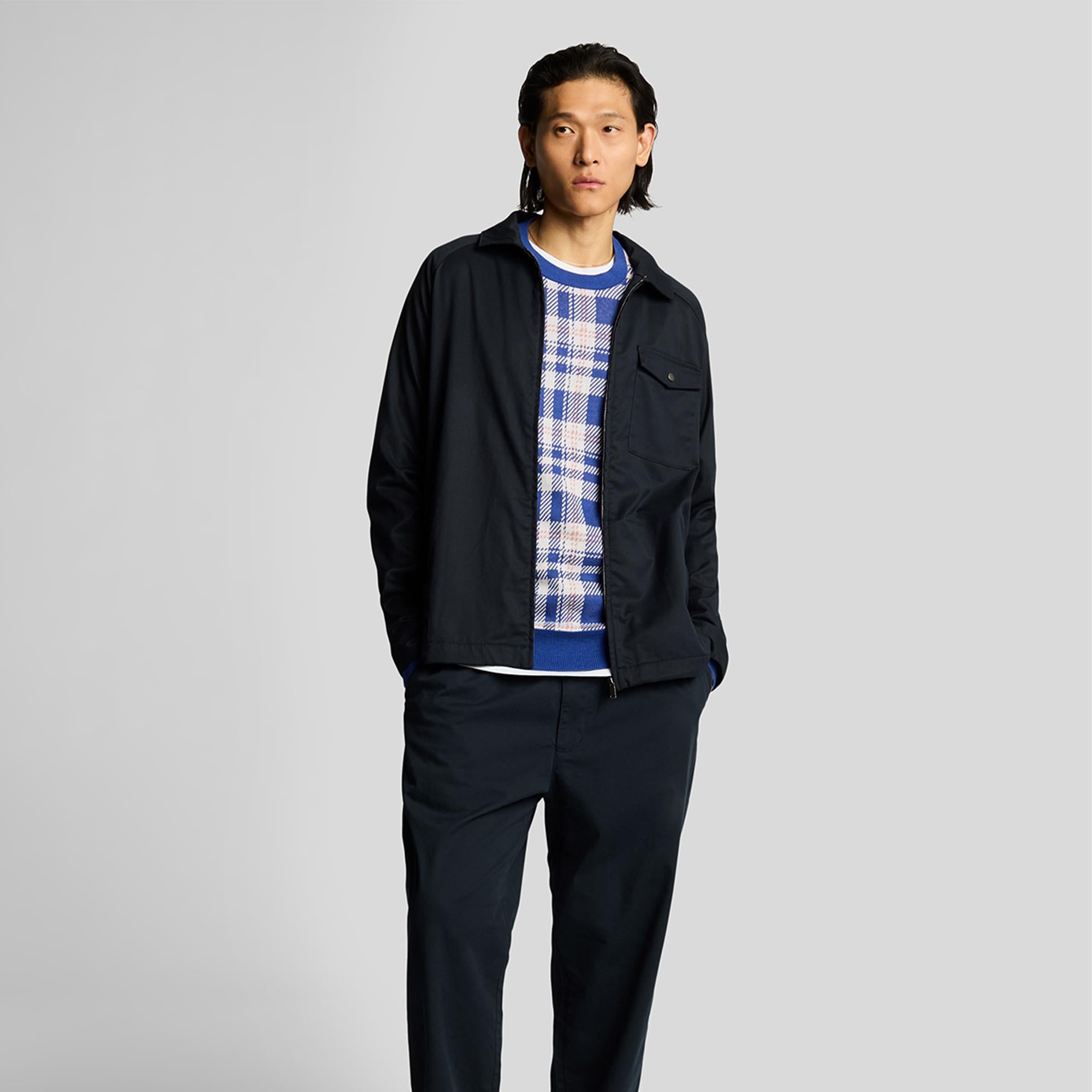 Lyle & Scott Spring Tartan Crew Neck Jumper Mist Lilac